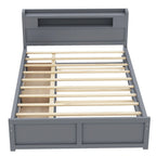 Lit plate-forme Queen Size avec lumières LED et lit gigogne, cadre de lit de rangement en bois avec étagère de tête de lit et 2 tiroirs pour enfants, adolescents et adultes