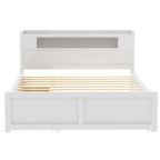 Lit plate-forme Queen Size avec lumières LED et lit gigogne, cadre de lit de rangement en bois avec étagère de tête de lit et 2 tiroirs pour enfants, adolescents et adultes
