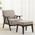 Fauteuil rembourré Mid-Century 27.7 avec cadre en bois massif et repose-pieds
