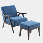 Fauteuil rembourré Mid-Century 27.7 avec cadre en bois massif et repose-pieds