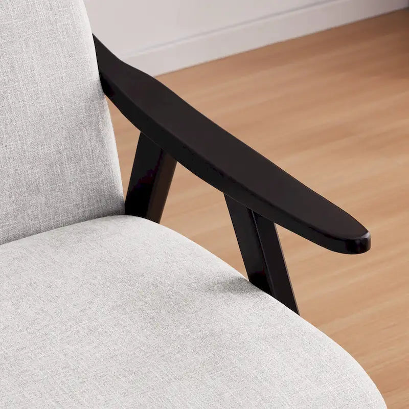 Fauteuil rembourré Mid-Century 27.7 avec cadre en bois massif et repose-pieds
