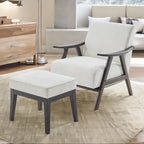 Fauteuil rembourré Mid-Century 27.7 avec cadre en bois massif et repose-pieds