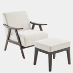 Fauteuil rembourré Mid-Century 27.7 avec cadre en bois massif et repose-pieds