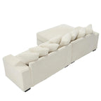 Canapé d'angle en velours côtelé beige 111 avec grande méridienne à gauche