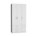 18.7 Armoire moderne à quatre portes avec tringle, deux tiroirs et 6 étagères
