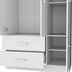 18.7 Armoire moderne à quatre portes avec tringle, deux tiroirs et 6 étagères