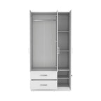 18.7 Armoire moderne à quatre portes avec tringle, deux tiroirs et 6 étagères
