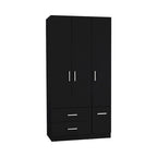 18.7 Armoire moderne à quatre portes avec tringle, deux tiroirs et 6 étagères