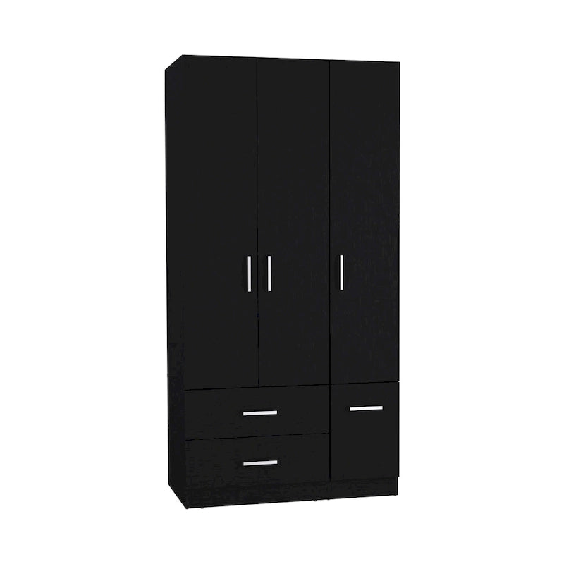 18.7 Armoire moderne à quatre portes avec tringle, deux tiroirs et 6 étagères