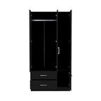 18.7 Armoire moderne à quatre portes avec tringle, deux tiroirs et 6 étagères