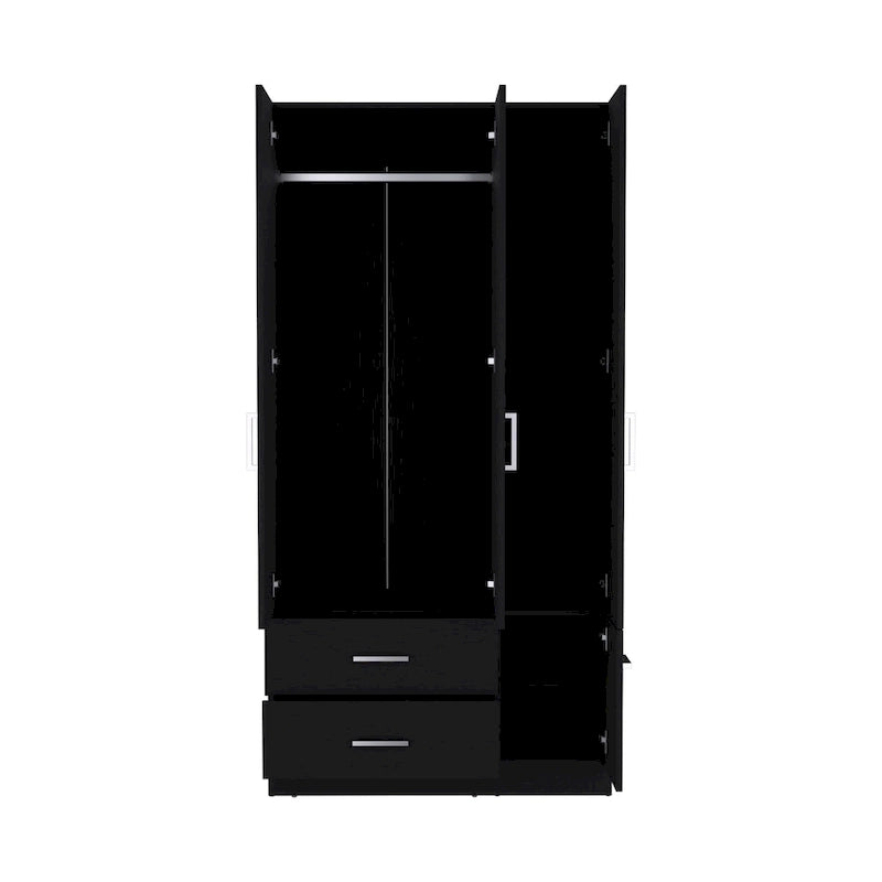 18.7 Armoire moderne à quatre portes avec tringle, deux tiroirs et 6 étagères