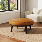 Ottoman en cuir italien véritable pleine fleur Lumibee de 34,5 po de large