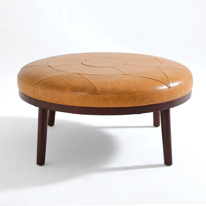 Ottoman en cuir italien véritable pleine fleur Lumibee de 34,5 po de large