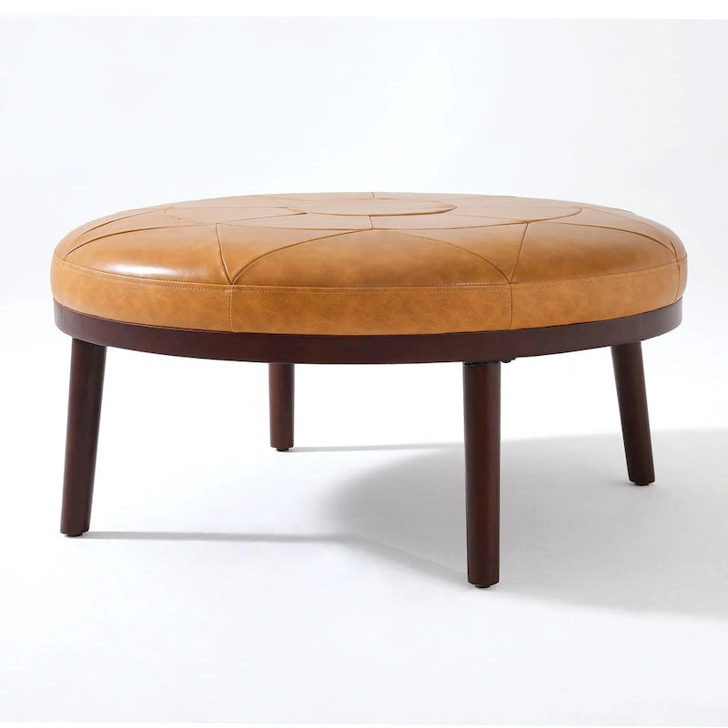 Ottoman en cuir italien véritable pleine fleur Lumibee de 34,5 po de large