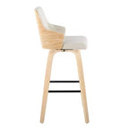 Lot de 2 tabourets de bar Stella Naturel/Crème/Noir : hauteur fixe, structure en bois et repose-pieds - LumiSource