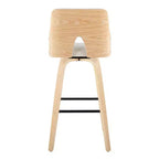Lot de 2 tabourets de bar Stella Naturel/Crème/Noir : hauteur fixe, structure en bois et repose-pieds - LumiSource