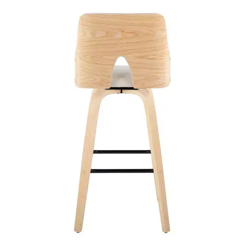 Lot de 2 tabourets de bar Stella Naturel/Crème/Noir : hauteur fixe, structure en bois et repose-pieds - LumiSource