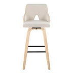 Lot de 2 tabourets de bar Stella Naturel/Crème/Noir : hauteur fixe, structure en bois et repose-pieds - LumiSource