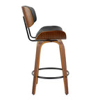 Lot de 2 tabourets de bar hauteur comptoir Lombardi Noyer/Noir : Milieu du siècle moderne, Hauteur fixe, Pivotant - LumiSource