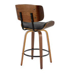 Lot de 2 tabourets de bar hauteur comptoir Lombardi Noyer/Noir : Milieu du siècle moderne, Hauteur fixe, Pivotant - LumiSource