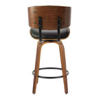 Lot de 2 tabourets de bar hauteur comptoir Lombardi Noyer/Noir : Milieu du siècle moderne, Hauteur fixe, Pivotant - LumiSource