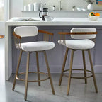 Tabouret de bar Buylateral Salvatore pivotant à hauteur de comptoir blanc/or antique : Boucle rembourré, cadre en métal, fixe 68,5 cm
