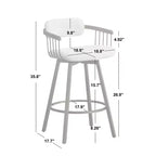 Tabouret de bar Buylateral Salvatore pivotant à hauteur de comptoir blanc/or antique : Boucle rembourré, cadre en métal, fixe 68,5 cm
