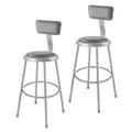 Hampden Furnishings 2pk 30" Otto Collection Stool with Backrest Gray: Upholstered Vinyl, Steel Frame, 300 lbs Capacity