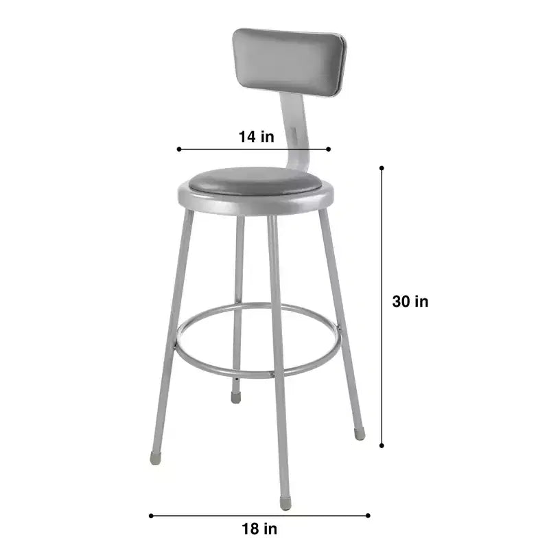 Hampden Furnishings Lot de 2 tabourets de bar 76 cm avec dossier collection Otto, gris : Vinyle rembourré, cadre en acier, capacité 136 kg