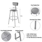 Hampden Furnishings Lot de 2 tabourets de bar 76 cm avec dossier collection Otto, gris : Vinyle rembourré, cadre en acier, capacité 136 kg