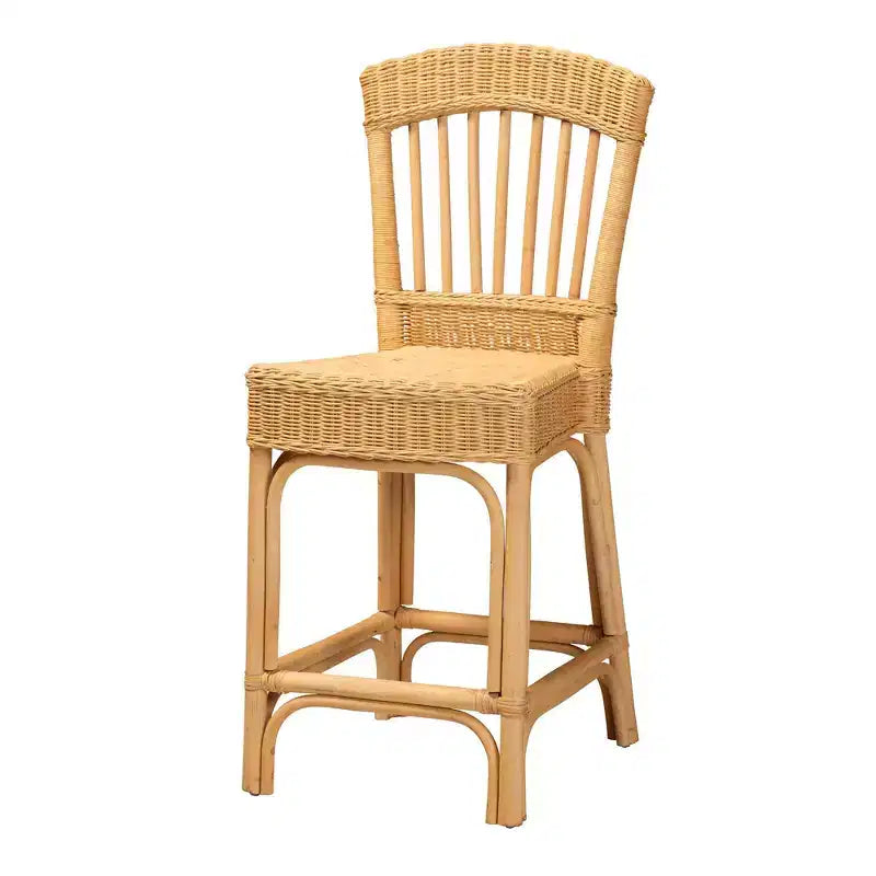 bali & pari Tabouret de bar en rotin naturel Barito, hauteur comptoir : Design bohème, aucun assemblage requis