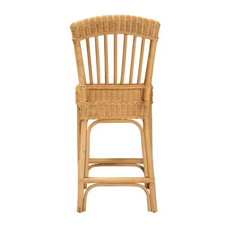bali & pari Tabouret de bar en rotin naturel Barito, hauteur comptoir : Design bohème, aucun assemblage requis