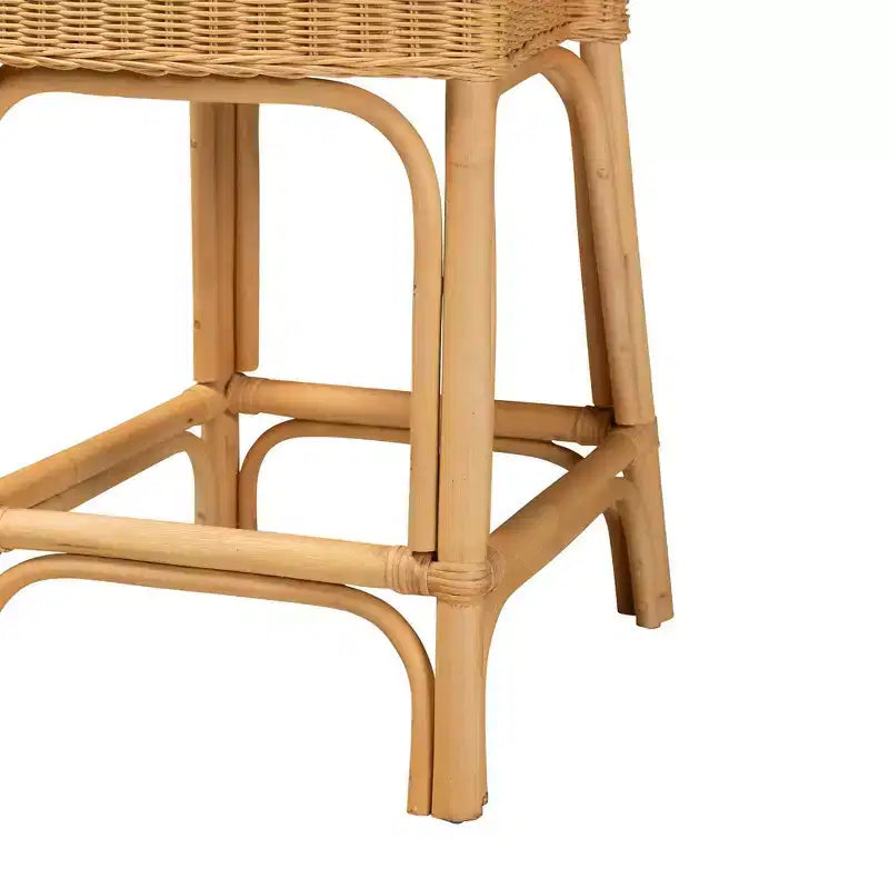 bali & pari Tabouret de bar en rotin naturel Barito, hauteur comptoir : Design bohème, aucun assemblage requis