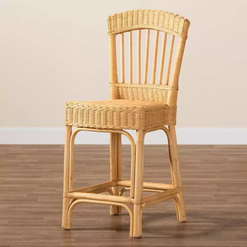 bali & pari Tabouret de bar en rotin naturel Barito, hauteur comptoir : Design bohème, aucun assemblage requis