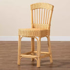 bali & pari Tabouret de bar en rotin naturel Barito, hauteur comptoir : Design bohème, aucun assemblage requis