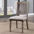 24/7 Shop At Home Set of 2 Stargleam Transitional Padded Seat Dining Chairs Antique Gray: Linen Upholstery, Wood Frame