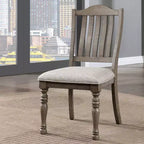 24/7 Shop At Home Set of 2 Stargleam Transitional Padded Seat Dining Chairs Antique Gray: Linen Upholstery, Wood Frame