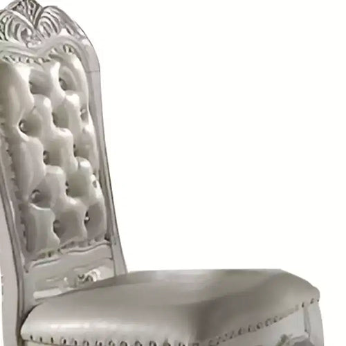 Acme Furniture Chaise de salle à manger Dresden 63,5 cm Tissu et finition blanc cassé : Revêtement en cuir, cadre en bois, accoudoirs, nettoyage localisé