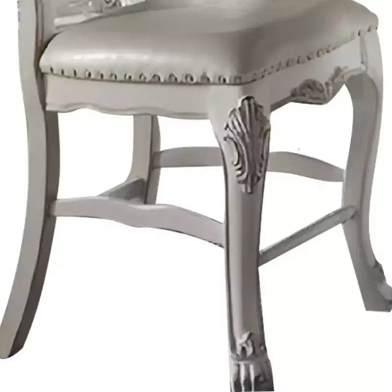 Acme Furniture Chaise de salle à manger Dresden 63,5 cm Tissu et finition blanc cassé : Revêtement en cuir, cadre en bois, accoudoirs, nettoyage localisé