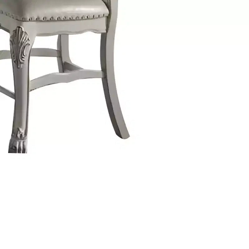 Acme Furniture Chaise de salle à manger Dresden 63,5 cm Tissu et finition blanc cassé : Revêtement en cuir, cadre en bois, accoudoirs, nettoyage localisé