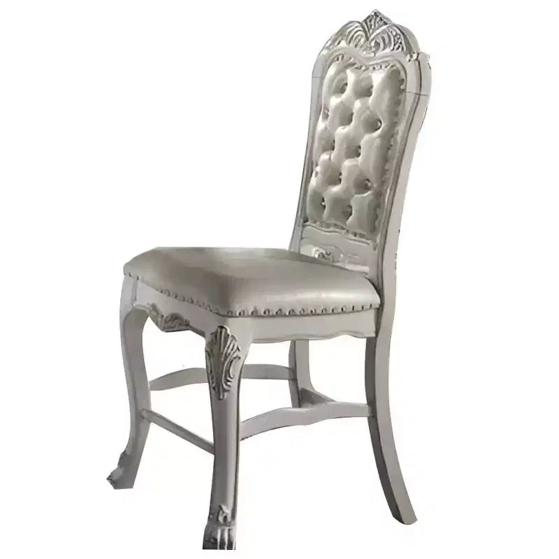 Acme Furniture Chaise de salle à manger Dresden 63,5 cm Tissu et finition blanc cassé : Revêtement en cuir, cadre en bois, accoudoirs, nettoyage localisé