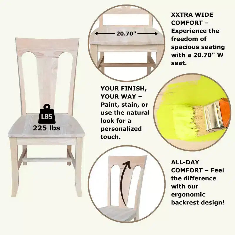 Lot de 2 chaises sans accoudoirs Elle non finies - International Concepts