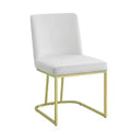 19" Zazie Dining Chair Beige Velvet and Gold Finish - Acme Furniture: Upholstered, Armless, Wood Composite Frame