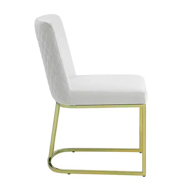 Chaise de salle à manger Zazie 19", velours beige et finition dorée - Acme Furniture : Rembourrée, sans accoudoirs, cadre en bois composite