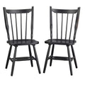 Lifestorey Set of 2 Suzanne Modern Farmhouse Solid Wood Spindle Back Dining Chair Matte Black