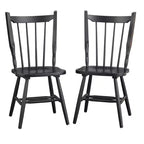 Lifestorey Set of 2 Suzanne Modern Farmhouse Solid Wood Spindle Back Dining Chair Matte Black
