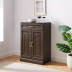Crosley Meuble de rangement de cuisine Stanton 91 cm, coloris café : Étagères réglables, cadre en MDF, placage bois, 2 portes, 1 tiroir