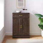 Crosley Meuble de rangement de cuisine Stanton 91 cm, coloris café : Étagères réglables, cadre en MDF, placage bois, 2 portes, 1 tiroir