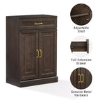 Crosley Meuble de rangement de cuisine Stanton 91 cm, coloris café : Étagères réglables, cadre en MDF, placage bois, 2 portes, 1 tiroir