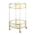Breighton Home Royal Crest 2 Tier Acrylic Round Glass Bar Cart in Glass/Gold